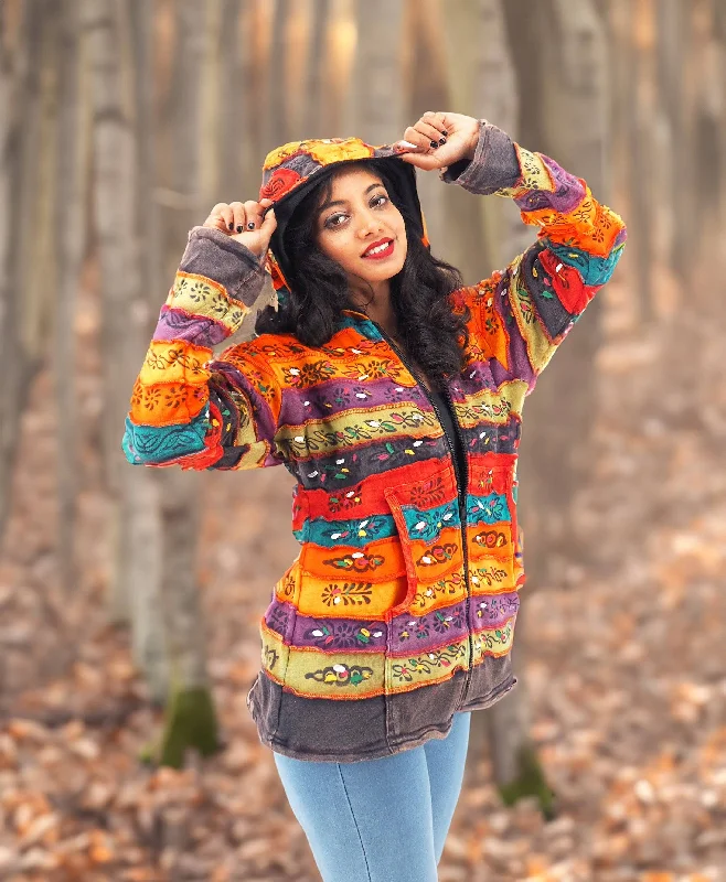 Handmade Patchwork Boho Fleece Lined Hoodie 100% Pre-Washed Cotton Rainbow Tones S-M-L-XL Hoodie with Zipper Versatile Modern Handmade Patchwork Boho Fleece Lined Hoodie 100% Pre-Washed Cotton Rainbow Tones S-M-L-XL Hoodie with Zipper Versatile Modern