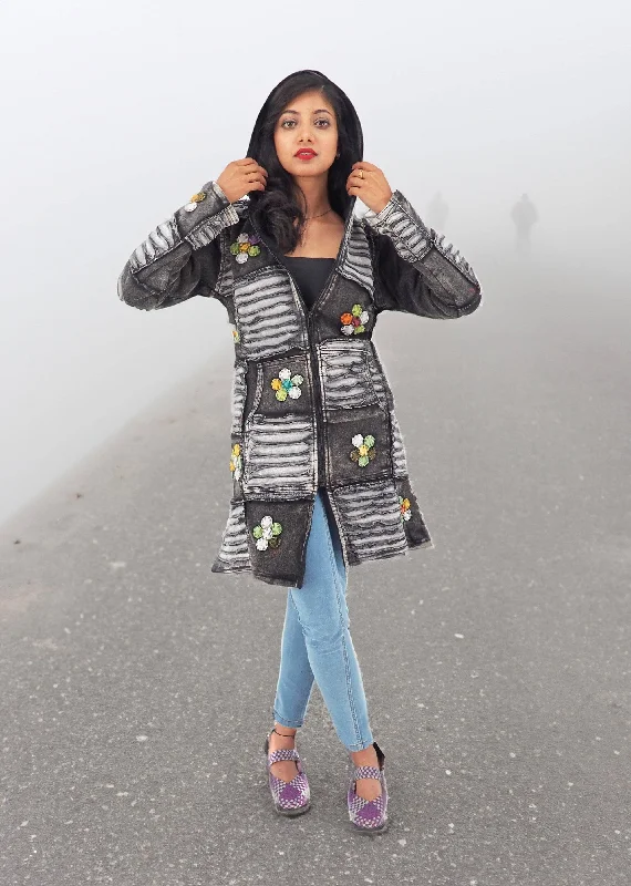 Handmade Patchwork Boho Hoodie 100% Pre-Washed Cotton Black Tones S-M-L-XL Hoodie with Ribbed Cuffs Snug Fit Comfort Handmade Patchwork Boho Hoodie 100% Pre-Washed Cotton Black Tones S-M-L-XL Hoodie with Ribbed Cuffs Snug Fit Comfort