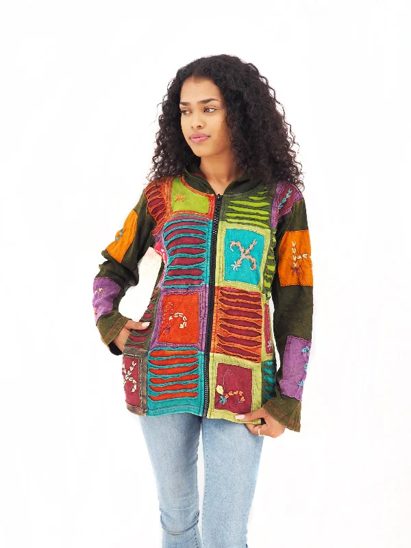 Handmade Patchwork Boho Hoodie 100% Pre-Washed Cotton Blue Copper Tones S-M-L-XL Hoodie with Velcro Closure Adjustable Secure Handmade Patchwork Boho Hoodie 100% Pre-Washed Cotton Blue Copper Tones S-M-L-XL Hoodie with Velcro Closure Adjustable Secure