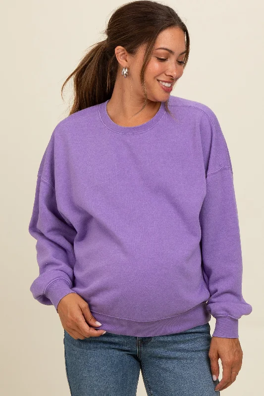Lavender Heather Crewneck Maternity Sweatshirt Hoodie with Mock Neck Collared Structured Lavender Heather Crewneck Maternity Sweatshirt Hoodie with Mock Neck Collared Structured