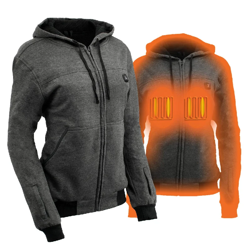 Nexgen Heat MPL2717DUAL Technology Women's Heated Hoodie - Grey Sweatshirt Jacket for Winter Season w/ Battery Pack Hoodie with Zipper Placket Modern Functional Nexgen Heat MPL2717DUAL Technology Women's Heated Hoodie - Grey Sweatshirt Jacket for Winter Season w/ Battery Pack Hoodie with Zipper Placket Modern Functional