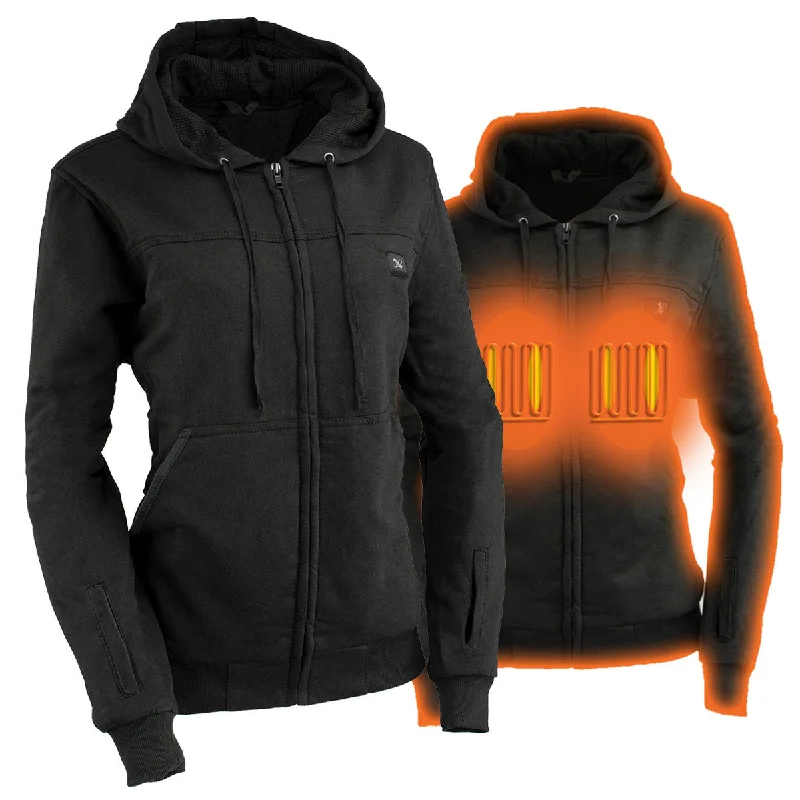 Nexgen Heat NXL2717DUAL Technology Women's Heated Hoodie - Black Sweatshirt Jacket for Winter Season w/Battery Pack Hoodie with Hem Embroidery Detailed Premium Nexgen Heat NXL2717DUAL Technology Women's Heated Hoodie - Black Sweatshirt Jacket for Winter Season w/Battery Pack Hoodie with Hem Embroidery Detailed Premium