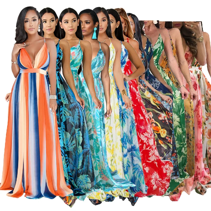 Floral Print Sleeveless Backless Maxi Dress Bohemia Holiday Long Dresses for Women 2021 Spring Summer Casual Dress Fashionable Open-Back Maxi Dress Floral Print Sleeveless Backless Maxi Dress Bohemia Holiday Long Dresses for Women 2021 Spring Summer Casual Dress Fashionable Open-Back Maxi Dress