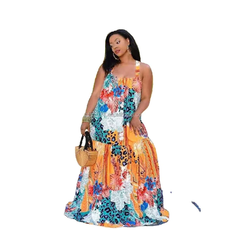 J&H fashion S-5XL plus size summer dress leopard printed patchwork ruffles dress for women casual maxi dress beach wear Comfortable Maxi Dress with Slits J&H fashion S-5XL plus size summer dress leopard printed patchwork ruffles dress for women casual maxi dress beach wear Comfortable Maxi Dress with Slits