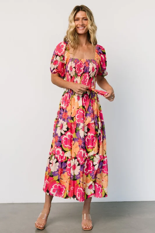 Mazatlan Maxi Dress | Vibrant Floral Comfortable Maxi Dress with Sleeves