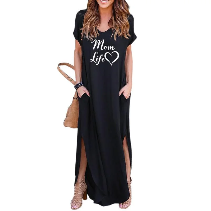 MOM Life Print women maxi dress fashion clothes american dresses Plus Size long vestidos sexy 2022 summer casual dress Trendy Maxi Dress with Straps MOM Life Print women maxi dress fashion clothes american dresses Plus Size long vestidos sexy 2022 summer casual dress Trendy Maxi Dress with Straps