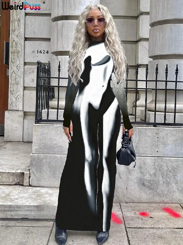FashionSierra - Weird Puss Gradient Women Maxi Dress Skinny Stretchy Long Sleeve O-Neck Trend Bodycon Fashionable Chiffon Tiered Maxi Dress FashionSierra - Weird Puss Gradient Women Maxi Dress Skinny Stretchy Long Sleeve O-Neck Trend Bodycon Fashionable Chiffon Tiered Maxi Dress