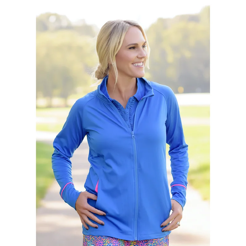 Front Nine Full Zip Golf Jacket-Bright Blue with Hot Pink Nylon Jacket Polyester Jacket Spandex Jacket Front Nine Full Zip Golf Jacket-Bright Blue with Hot Pink Nylon Jacket Polyester Jacket Spandex Jacket