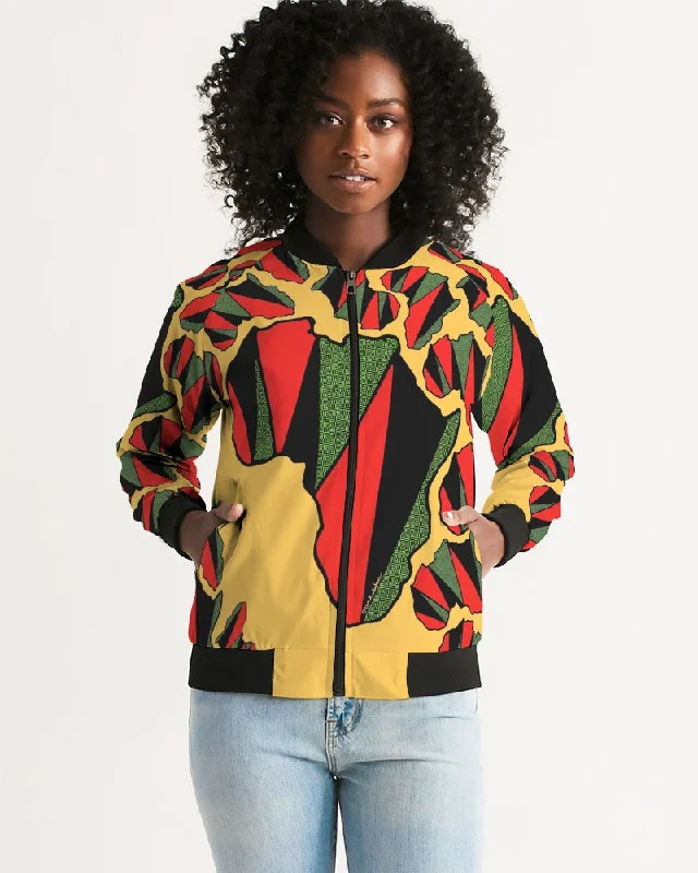 THE REAL RBG: RED BLACK & GREEN Women's Bomber Jacket Stand-Up Collar Roll-Neck Collar Turtle Neck THE REAL RBG: RED BLACK & GREEN Women's Bomber Jacket Stand-Up Collar Roll-Neck Collar Turtle Neck