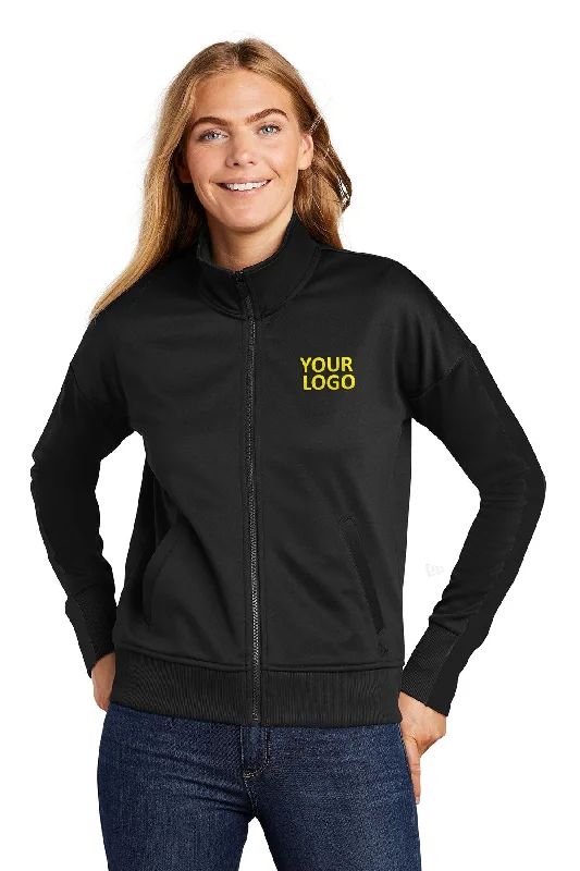 New Era Ladies Branded Coach Jackets, Black/ Black Front Pockets Side Pockets Patch Pockets New Era Ladies Branded Coach Jackets, Black/ Black Front Pockets Side Pockets Patch Pockets