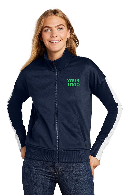 New Era Ladies Custom Track Jackets, True Navy/ White Fleece Jacket Down Jacket Parka New Era Ladies Custom Track Jackets, True Navy/ White Fleece Jacket Down Jacket Parka