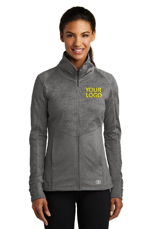 OGIO ENDURANCE Ladies Sonar Custom Jackets, Track Grey Heather Nylon Fabric Polyester Fabric Spandex Fabric OGIO ENDURANCE Ladies Sonar Custom Jackets, Track Grey Heather Nylon Fabric Polyester Fabric Spandex Fabric