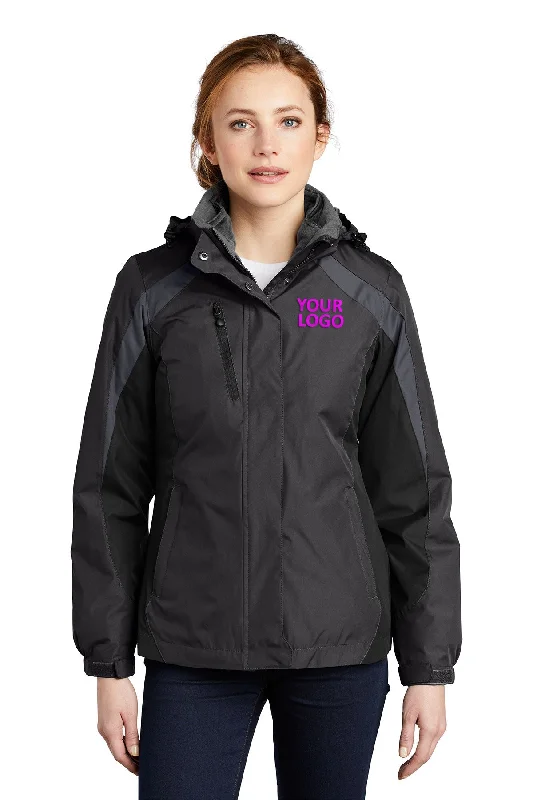 Port Authority Ladies Branded Colorblock 3-in-1 Jackets, Black/ Black/ Magnet Grey Herringbone Jacket Checkered Jacket Solid Jacket Port Authority Ladies Branded Colorblock 3-in-1 Jackets, Black/ Black/ Magnet Grey Herringbone Jacket Checkered Jacket Solid Jacket