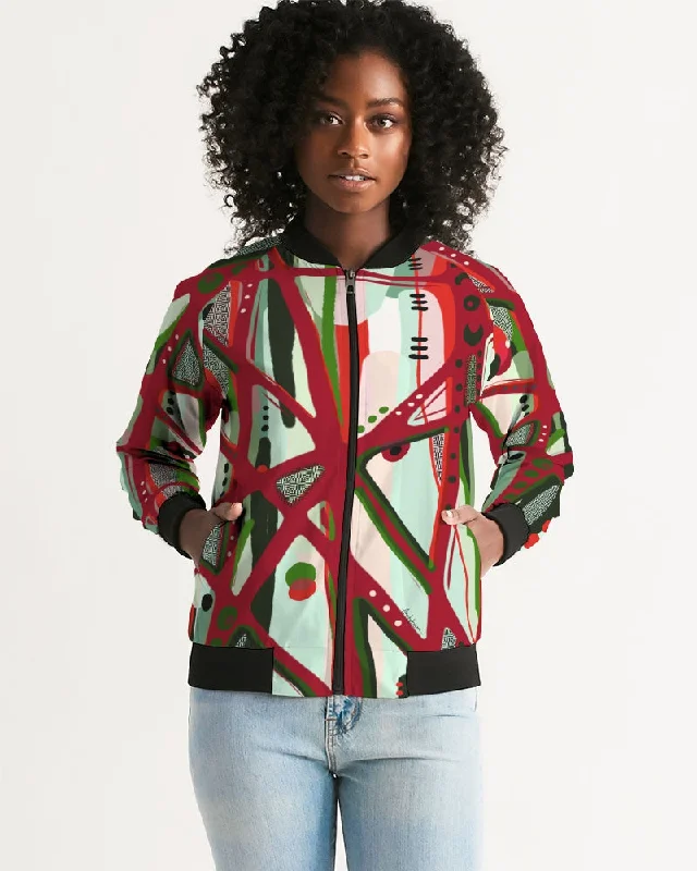 RED BLACK & GREEN - YOU KNOW WHAT IT MEAN Women's Bomber Jacket Satin Jacket Silk Jacket Chiffon Jacket RED BLACK & GREEN - YOU KNOW WHAT IT MEAN Women's Bomber Jacket Satin Jacket Silk Jacket Chiffon Jacket