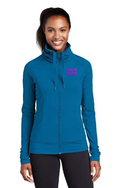 Sport-Tek Ladies Sport-Wick Stretch Branded Full-Zip Jackets, Peacock Blue Fleece Jacket Down Jacket Feather Jacket Sport-Tek Ladies Sport-Wick Stretch Branded Full-Zip Jackets, Peacock Blue Fleece Jacket Down Jacket Feather Jacket