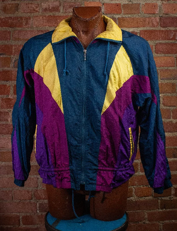 Vintage Athletic Works Nylon Bomber Jacket Purple/Blue/Yellow XL Wool Jacket Cashmere Jacket Tweed Jacket Vintage Athletic Works Nylon Bomber Jacket Purple/Blue/Yellow XL Wool Jacket Cashmere Jacket Tweed Jacket