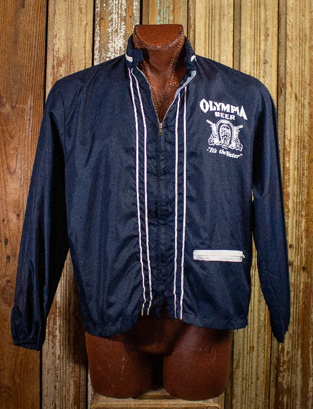 Vintage Olympia Beer Nylon Windbreaker Jacket 70s Navy Large Oversized Jacket Tailored Jacket Straight Jacket Vintage Olympia Beer Nylon Windbreaker Jacket 70s Navy Large Oversized Jacket Tailored Jacket Straight Jacket