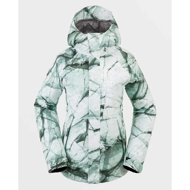 Volcom Women's V.Co Aris Insulated Gore-Tex Jacket - White Ice Boat Neck Shawl Collar Notched Collar Volcom Women's V.Co Aris Insulated Gore-Tex Jacket - White Ice Boat Neck Shawl Collar Notched Collar