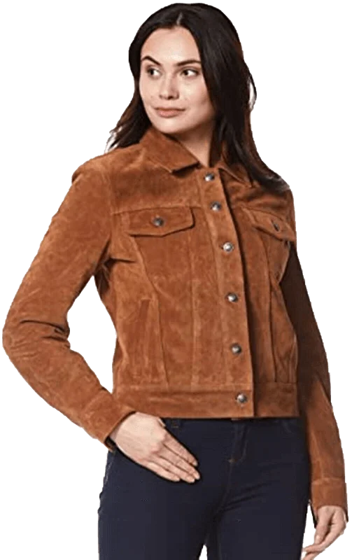 Women Trucker Real Leather Jacket Tan Suede Casual Fashion Shirt Jacket 1680 | Women Trucker Suede Leather Jacket Quilted Jacket Puffer Jacket Insulated Jacket Women Trucker Real Leather Jacket Tan Suede Casual Fashion Shirt Jacket 1680 | Women Trucker Suede Leather Jacket Quilted Jacket Puffer Jacket Insulated Jacket