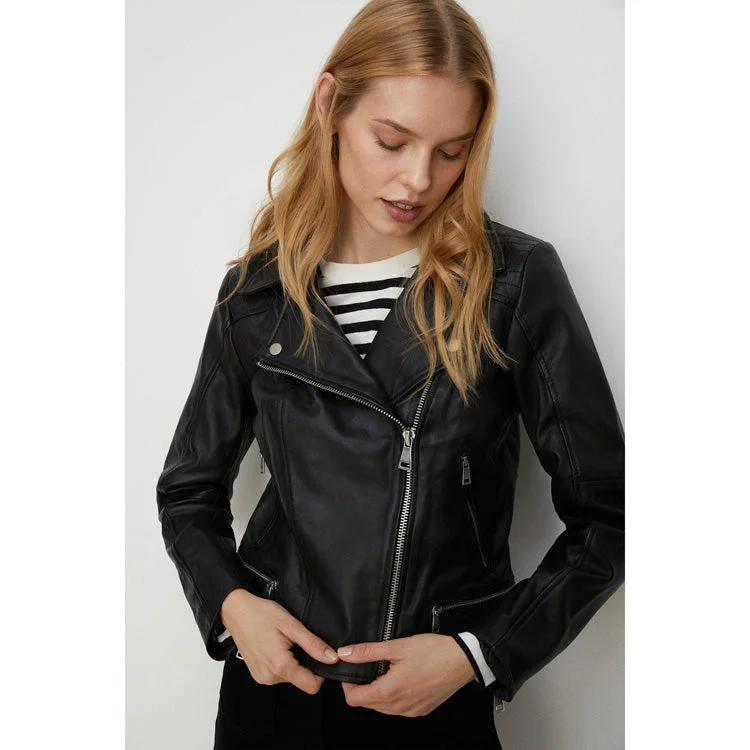 Women's Black Real Leather Biker jacket By 3A Lace Jacket Ribbed Jacket Sequined Jacket Women's Black Real Leather Biker jacket By 3A Lace Jacket Ribbed Jacket Sequined Jacket