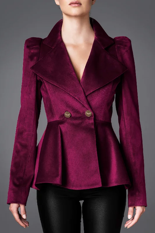 Women's Velvet Jacket - Daring Magenta Belted Jacket Elasticated Jacket Padded Jacket Women's Velvet Jacket - Daring Magenta Belted Jacket Elasticated Jacket Padded Jacket