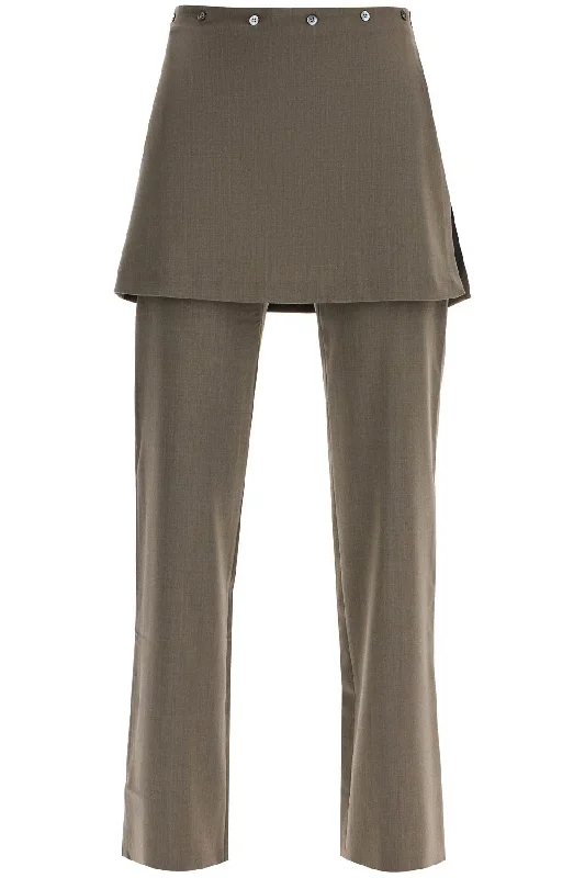 Lander Pants With Overlapping Skirt Overlay  - Beige corduroy skirt durable