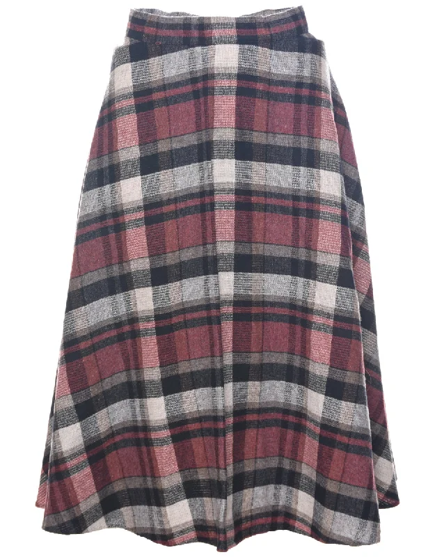 Checked Flared Skirt - S lightweight skirt design