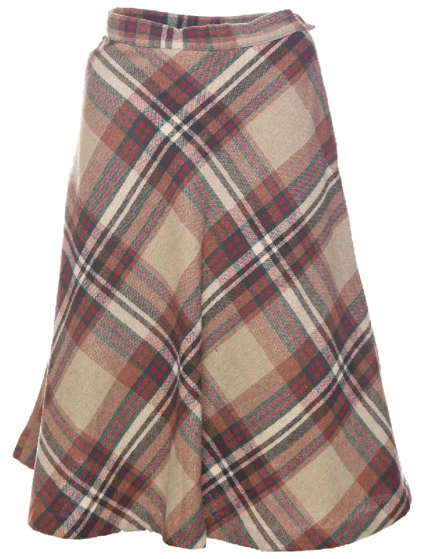 Checked Flared Skirt - S summer skirt style