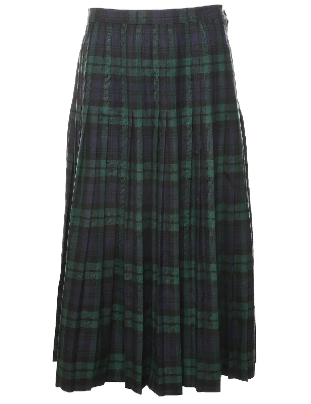 Checked Midi Skirt - M asymmetrical skirt cut