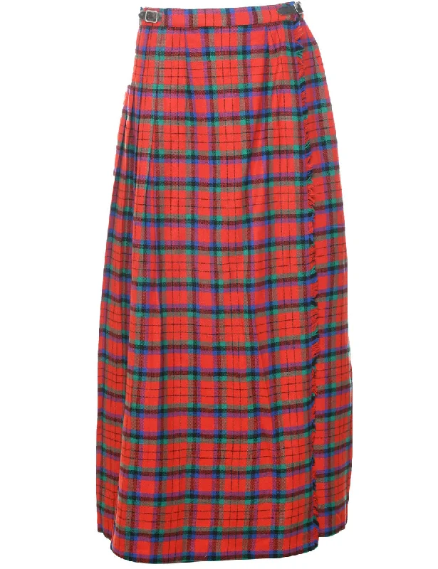 Checked Pleated Skirt - M tiered skirt playful