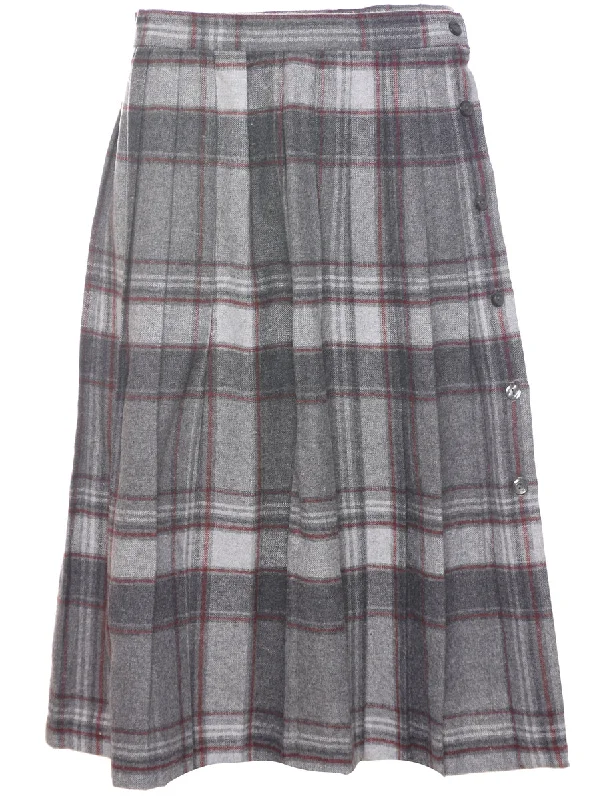 Checked Pleated Skirt - M lace skirt romantic