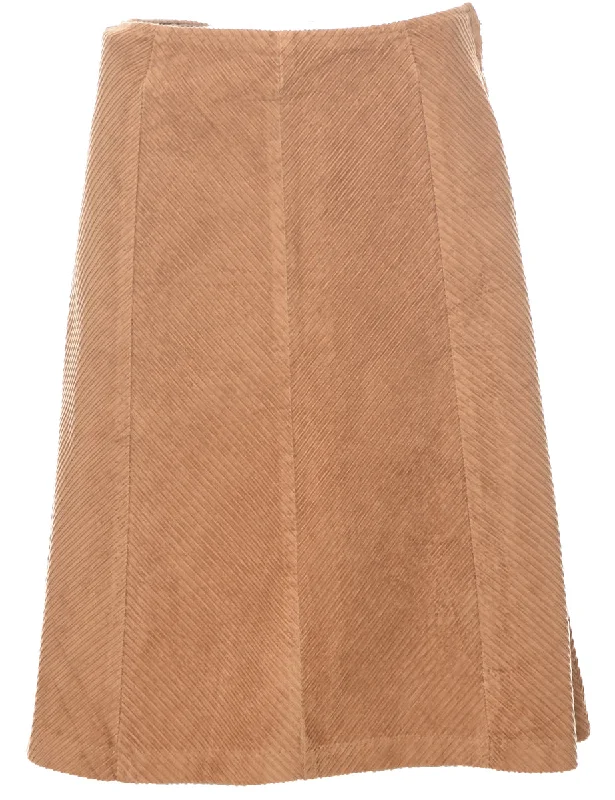 Corduroy A-line Skirt - M belted skirt waist