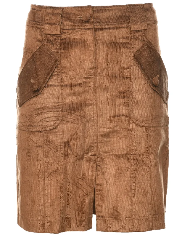 Corduroy Pencil Skirt - M leather skirt sleek