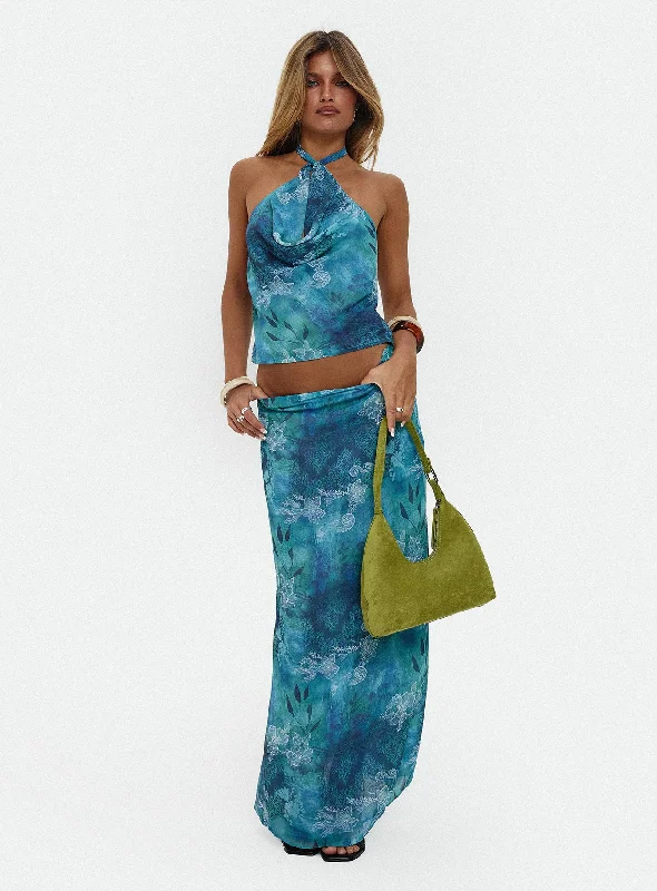 Eleganza Maxi Skirt Blue Multi boho skirt vibe