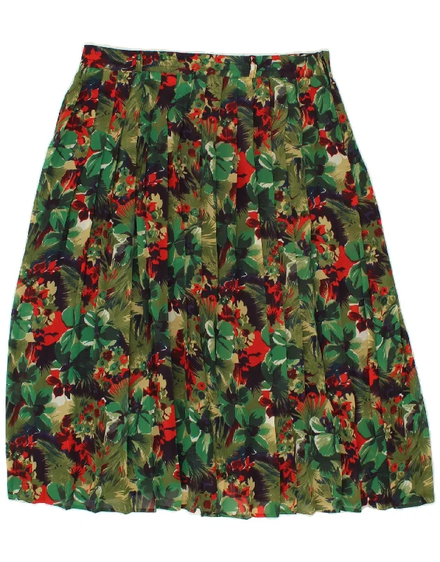 GERRY WEBER Womens Knife Pleated Skirt EU 40 Medium W36 Green Floral elastic waist skirt