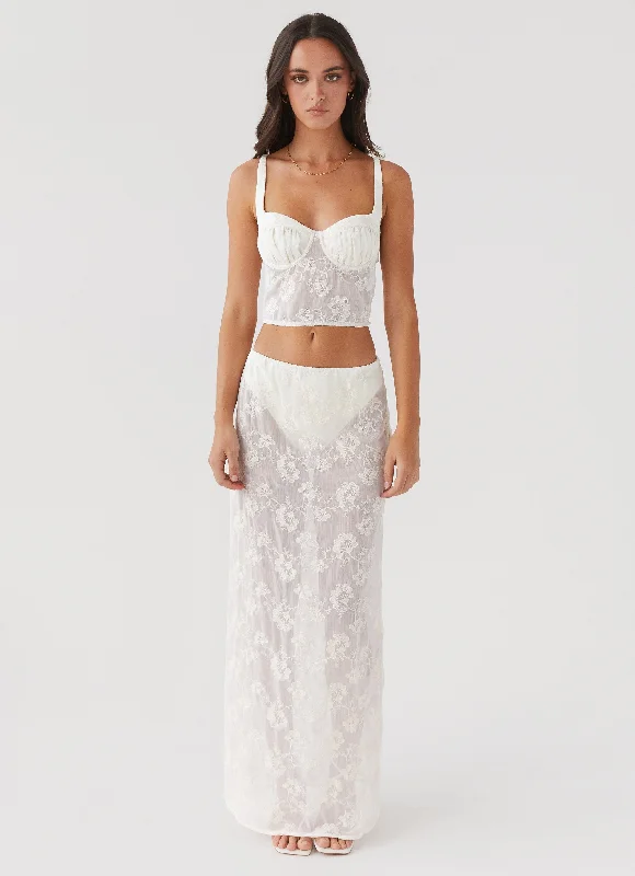 In The Clouds Maxi Skirt - Ivory Petal linen skirt relaxed