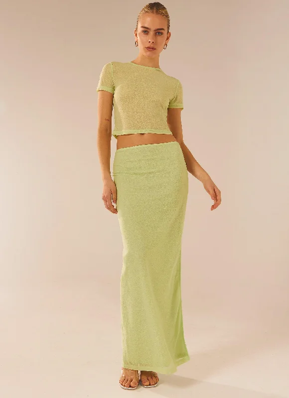 Just Like Magic Maxi Skirt - Lime wool skirt warm