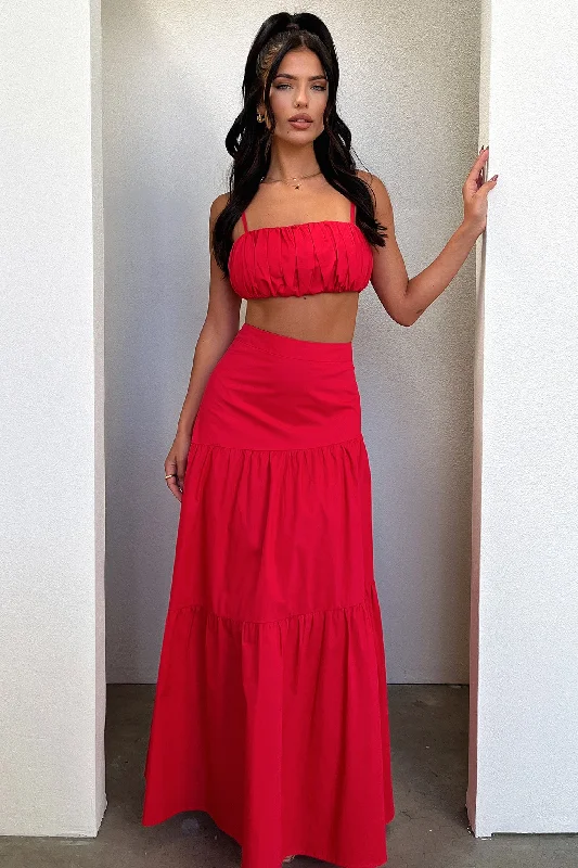 Lateisha Maxi Skirt - Red cashmere skirt fine