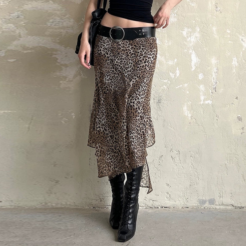 Mahathi Leopard Print Midi Skirt lace skirt romantic