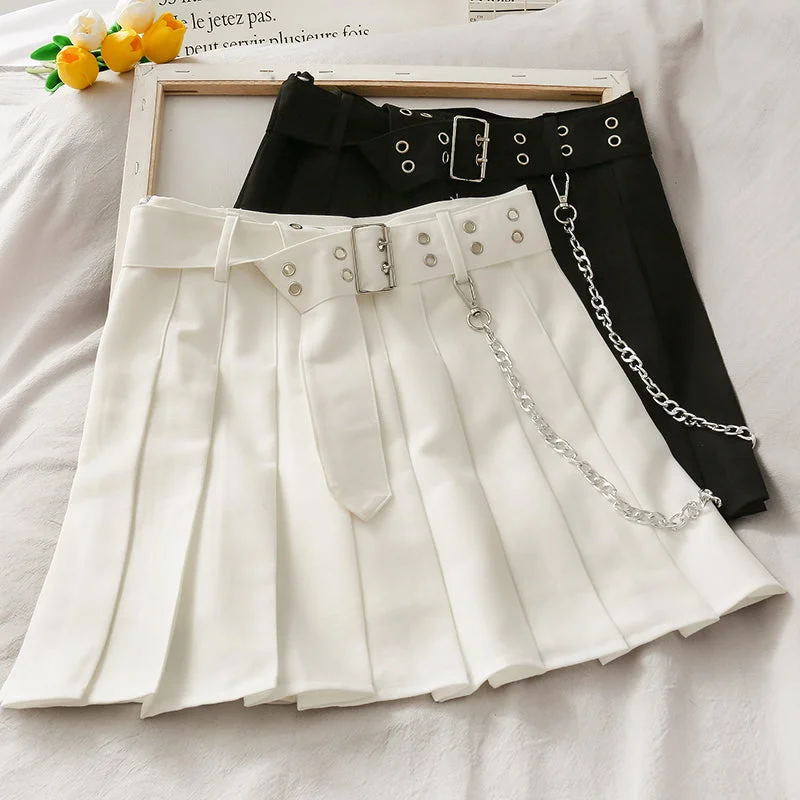 Punk chain pleated skirt YV43914 cashmere skirt fine