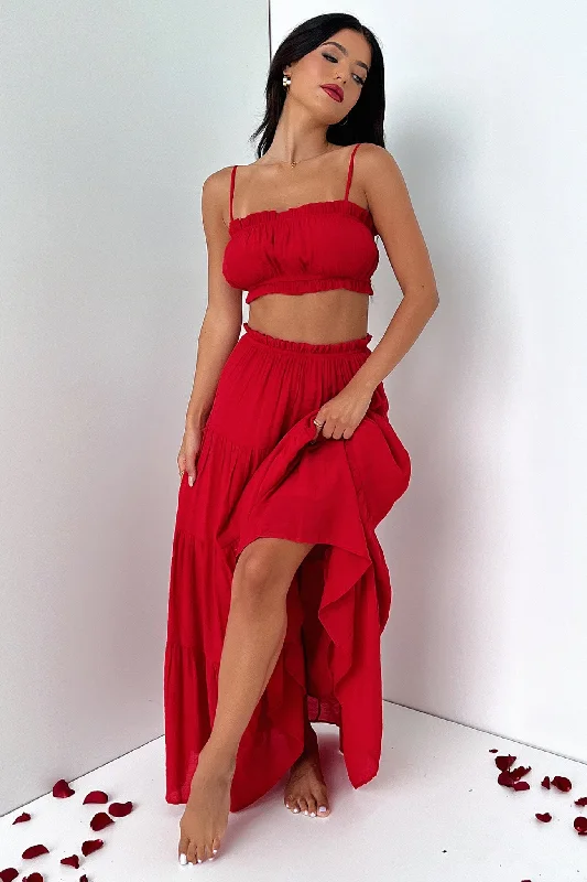 Selina Maxi Skirt - Red summer skirt style