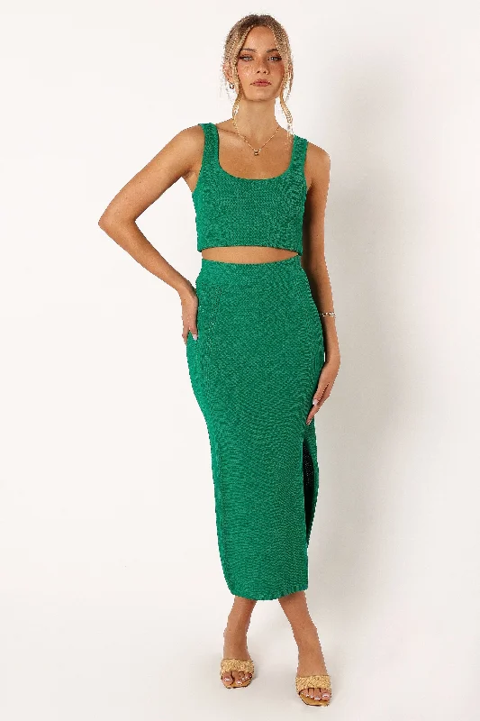 Soji Knitted Skirt - Green leather skirt durable