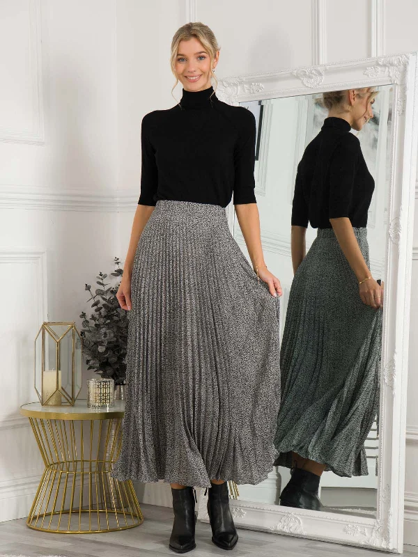 Sonia Pleated Maxi Skirt - Light Grey cashmere skirt fine