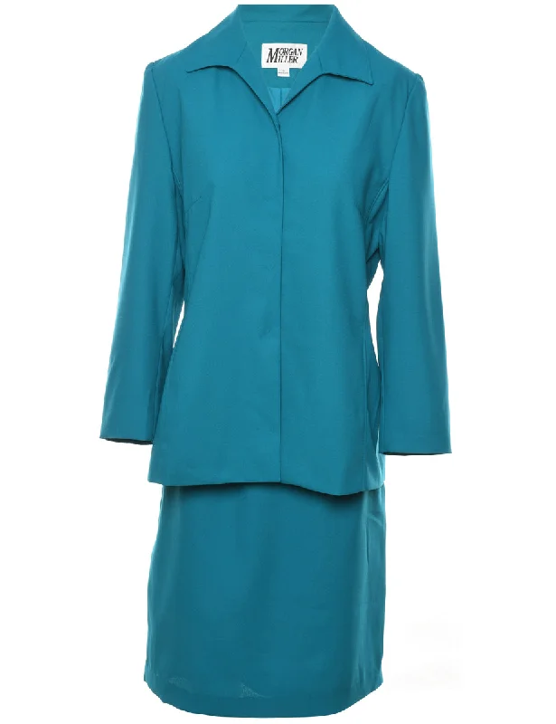 Teal Jacket & Skirt Suit Set - L leather skirt bold