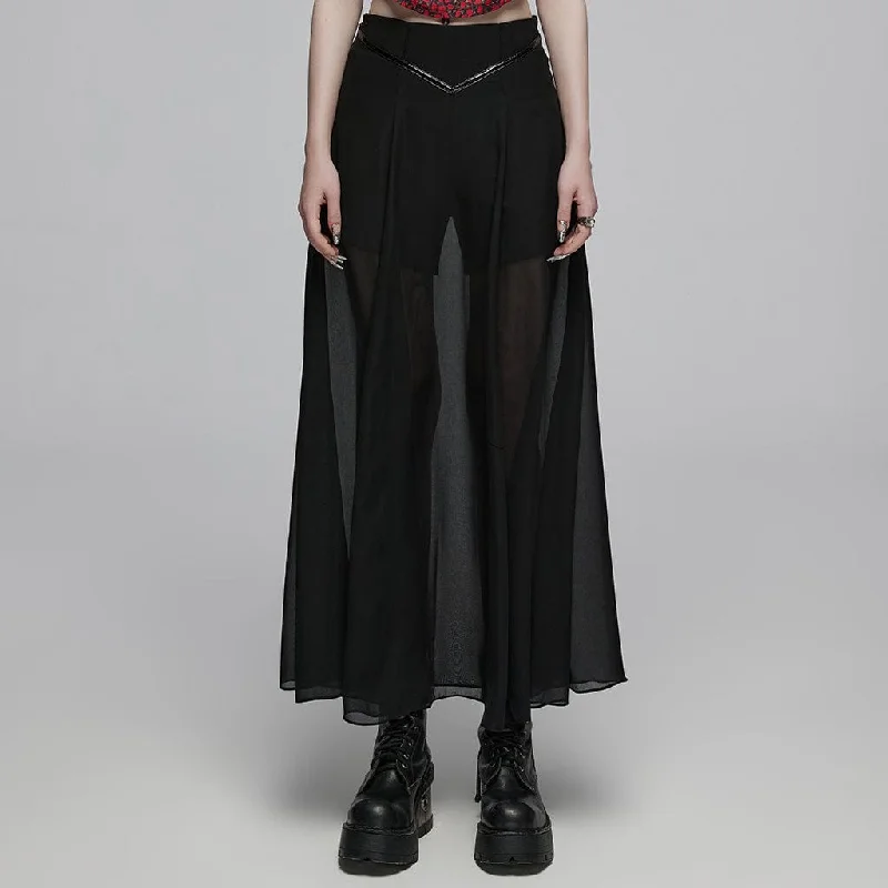 Women's Gothic Double-layered High-waisted Skirt cashmere skirt fine