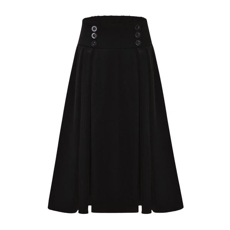 Women's Gothic High-waisted Draped Skirt satin skirt smooth