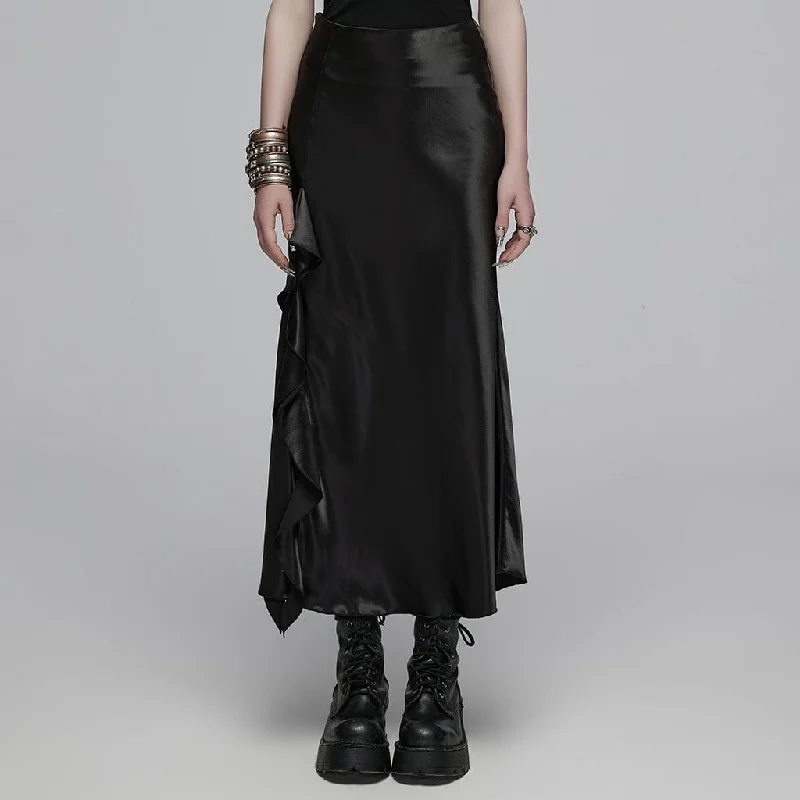 Women's Gothic Ruffled Fishtail Skirt low waist skirt