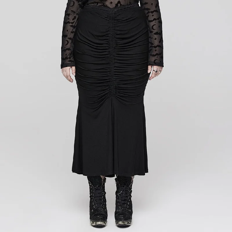 Women's Plus Size Gothic Ruched Fishtail Skirt lace skirt feminine