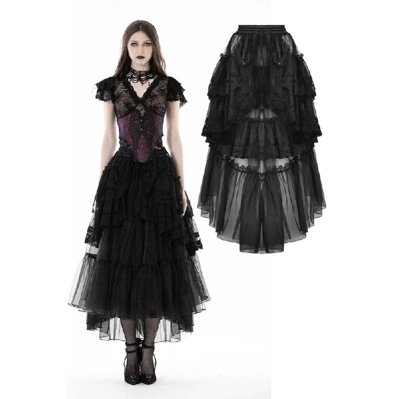 Women's Punk Irregular Ruffled Layered Mesh Skirt leather skirt sleek