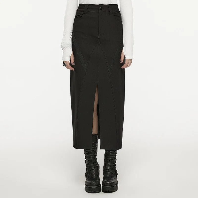 Women's Punk Split Straight Skirt low waist skirt